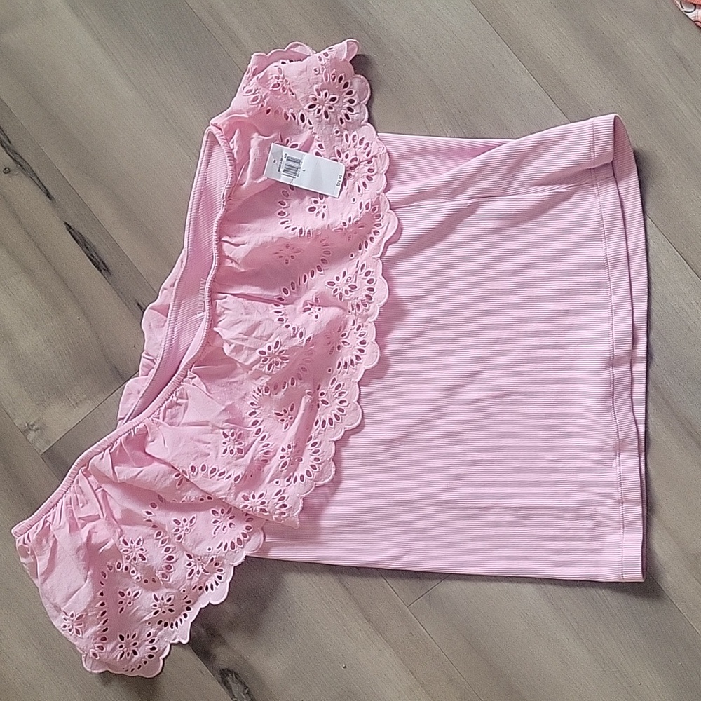 Old Navy pink one shoulder asymmetrical top, size Large